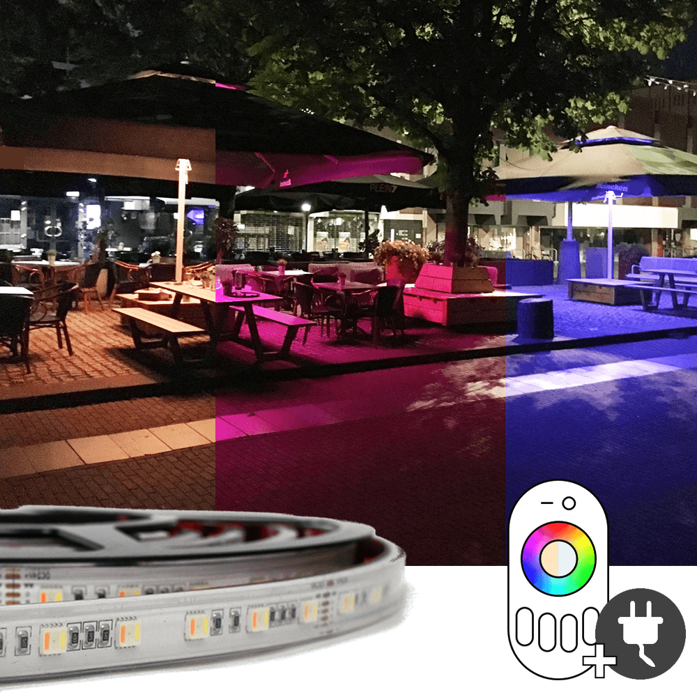 2 meter RGBWW led strip voor buiten complete set