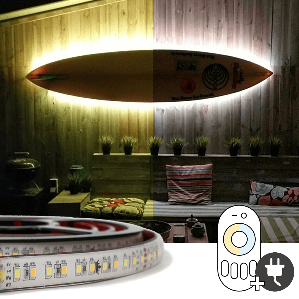 17 meter Dual White led strip voor buiten complete set