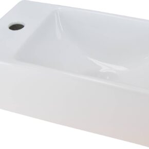 Saqu Fontein 1 kraangat Links 30,5x18x11 cm Wit