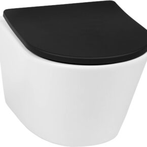 Saqu Sky Duo randloos hangtoilet met slimseat toiletbril met quickrelease Mat wit/Zwart