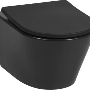 Saqu Sky 2.0 randloos hangtoilet met slimseat toiletbril met quickrelease Mat zwart