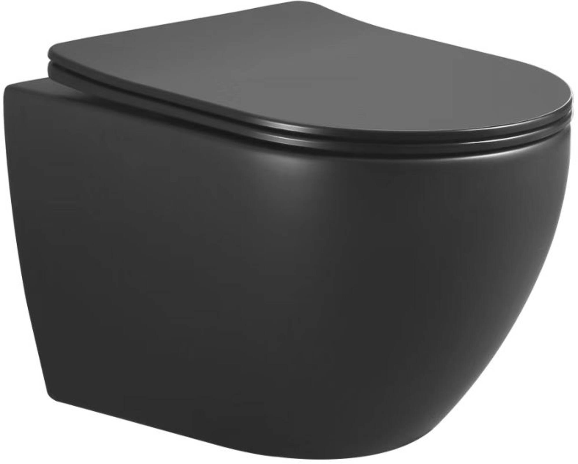 Saqu Please randloos hangtoilet incl. toiletbril 36x48,2cm Mat zwart
