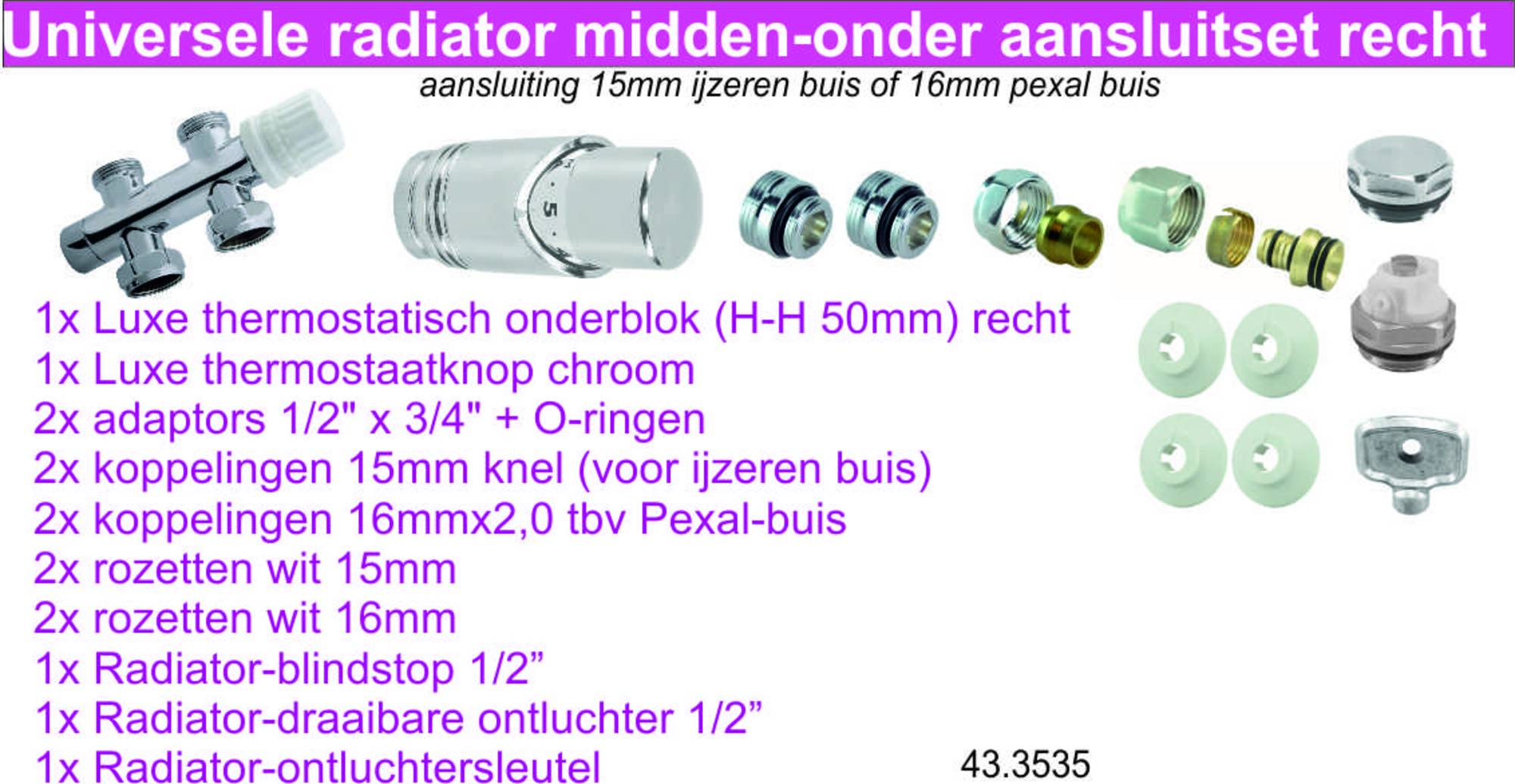 Saqu Onderblok Set compleet Recht 16x2 cm