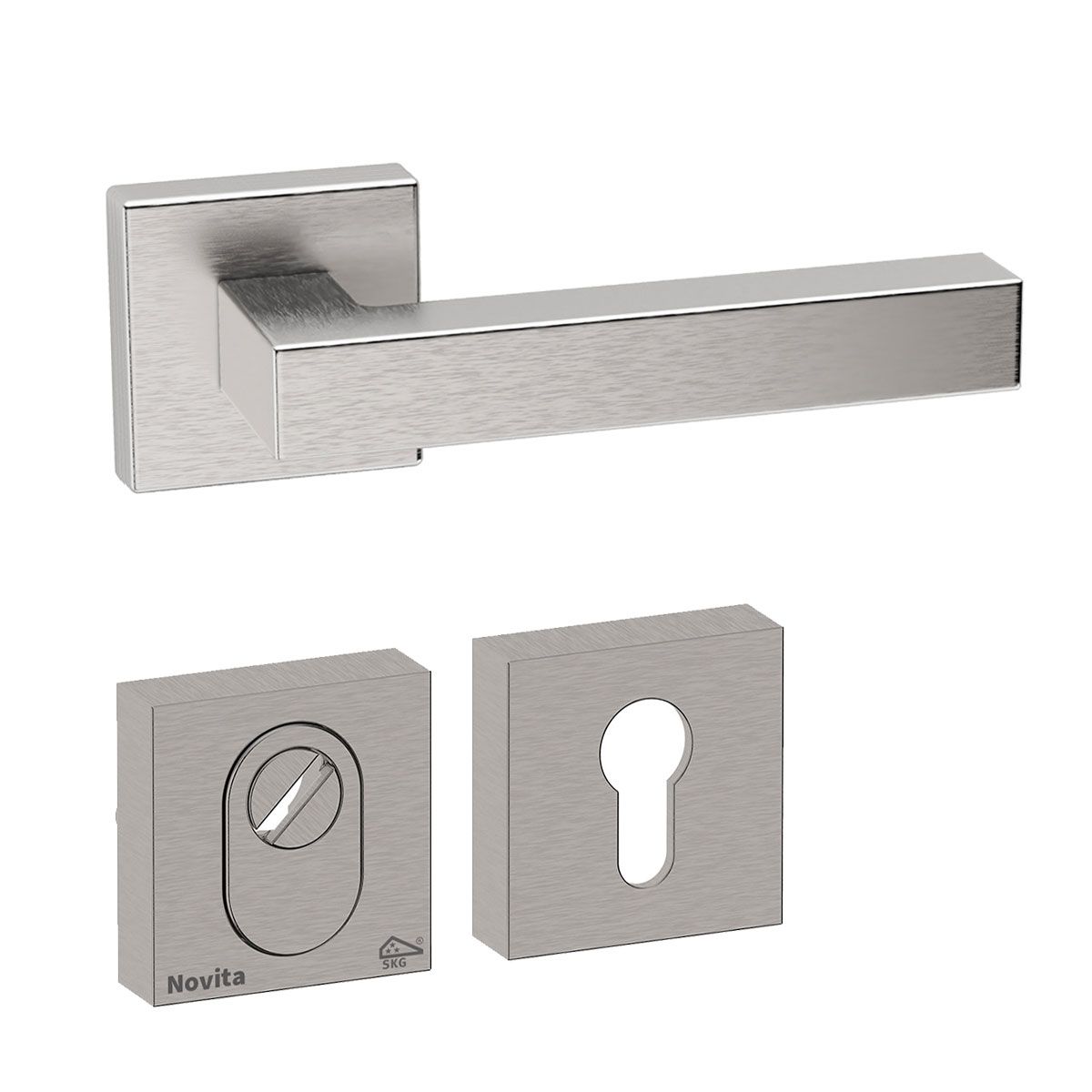 Hardbrass Achterdeurset Geneve vierkant RVS anti-kerntrek SKG***