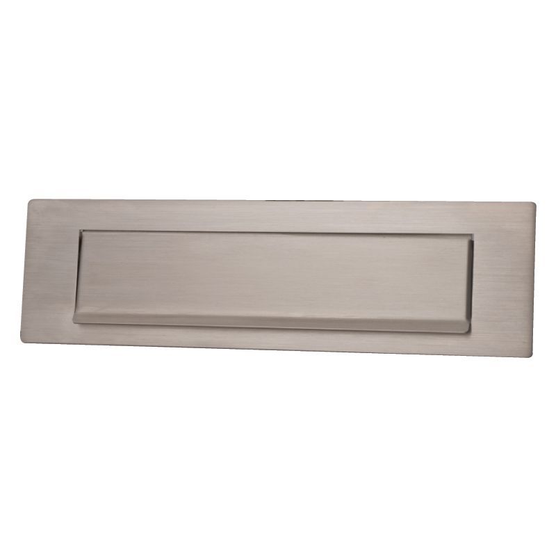 Hardbrass Briefplaat rechthoek met klep 335x95mm - RVS