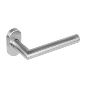 Intersteel Deurkruk Hoek 90° op ovaal rozet dubbel geveerd staal RVS