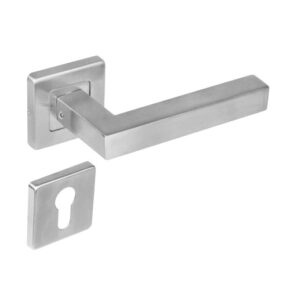 Intersteel Deurkruk Vierkant op vierkant rozet dubbel geveerd met profielcilindergat RVS