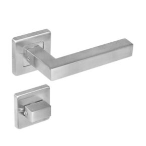 Intersteel Deurkruk Vierkant op vierkant rozet dubbel geveerd met toilet-/badkamersluiting RVS