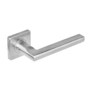 Intersteel Deurkruk Hoek 90° plat op vierkant rozet dubbel geveerd RVS