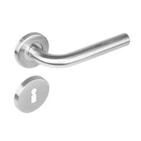 Intersteel Deurkruk Recht op rozet met 7mm nokken met sleutelgat staal RVS
