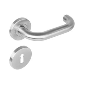 Intersteel Deurkruk Rond op rozet met 7mm nokken met sleutelgat staal RVS