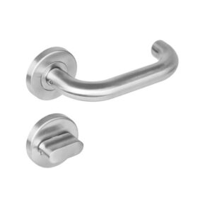 Intersteel Deurkruk Rond op rozet met 7mm nokken met toilet-/badkamersluiting 7mm staal RVS