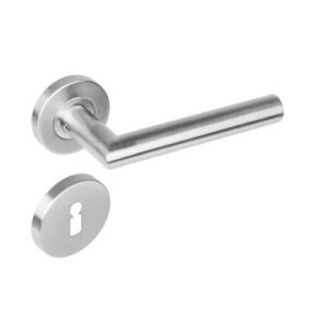 Intersteel Deurkruk Hoek 90° Recht op rozet met 7mm nokken met sleutelgat staal RVS