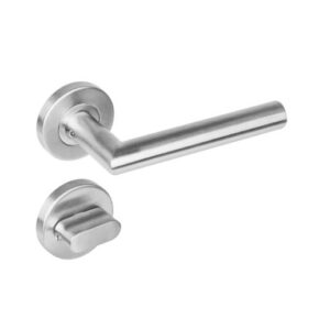 Intersteel Deurkruk Hoek 90° Recht op rozet met 7mm nokken met toilet-/badkamersluiting 7mm staal RVS