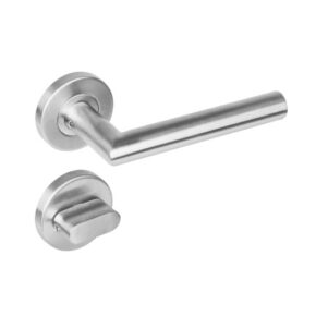 Intersteel Deurkruk Hoek 90° Recht op rozet met 7mm nokken met toilet-/badkamersluiting staal RVS