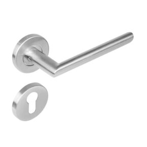 Intersteel Deurkruk Hoek 90° Ovaal op rozet met 7mm nokken met profielcilindergat staal RVS