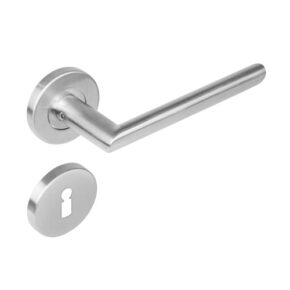 Intersteel Deurkruk Hoek 90° Ovaal op rozet met 7mm nokken met sleutelgat staal RVS