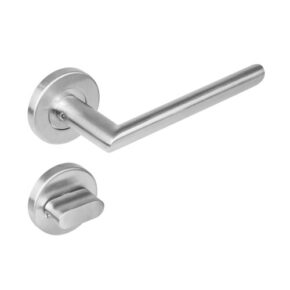 Intersteel Deurkruk Hoek 90° Ovaal op rozet met 7mm nokken met toilet-/badkamersluiting staal RVS