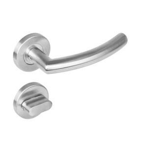 Intersteel Deurkruk Halfrond 90° op rozet met 7mm nokken met toilet-/badkamersluiting staal RVS
