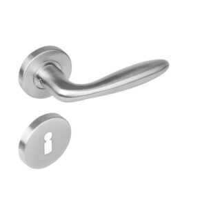Intersteel Deurkruk Jupiter op rozet met 7mm nokken met sleutelgat staal RVS