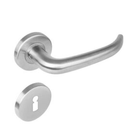 Intersteel Deurkruk Sabel op rozet met 7mm nokken met sleutelgat staal RVS