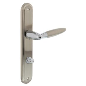 Intersteel Deurkruk Elen op langschild met toilet-/badkamersluiting 78mm chroom/nikkel mat