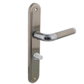 Intersteel Deurkruk Agatha op langschild met toilet-/badkamersluiting chroom/nikkel mat