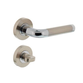 Intersteel Deurkruk Agatha op rozet met 7mm nokken met toilet-/badkamersluiting chroom/nikkel mat