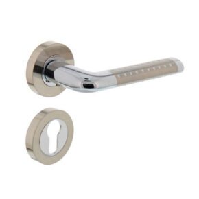Intersteel Deurkruk Marion op rozet met 7mm nokken met profielcilindergat chroom/nikkel mat