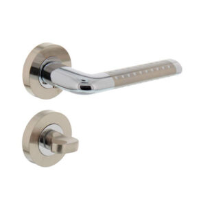 Intersteel Deurkruk Marion op rozet met 7mm nokken met toilet-/badkamersluiting chroom/nikkel mat