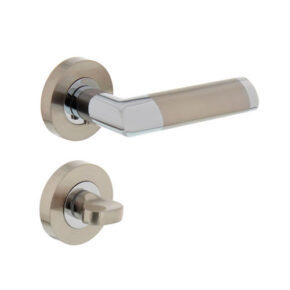 Intersteel Deurkruk Nicol op rozet met 7mm nokken met toilet-/badkamersluiting chroom/nikkel mat