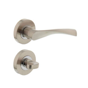 Intersteel Deurkruk Giussy op rozet met 7mm nokken met toilet-/badkamersluiting nikkel mat