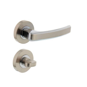 Intersteel Deurkruk Blok op rozet met 7mm nokken met toilet-/badkamersluiting chroom/nikkel mat