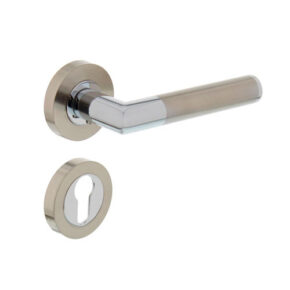 Intersteel Deurkruk Bastian op rozet met 7mm nokken met profielcilindergat chroom/nikkel mat