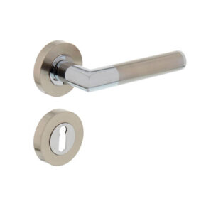 Intersteel Deurkruk Bastian op rozet met 7mm nokken met sleutelgat chroom/nikkel mat