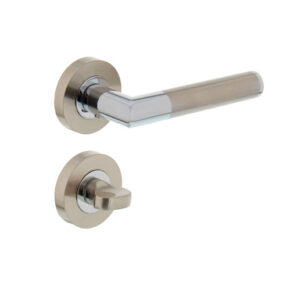 Intersteel Deurkruk Bastian op rozet met 7mm nokken met toilet-/badkamersluiting chroom/nikkel mat