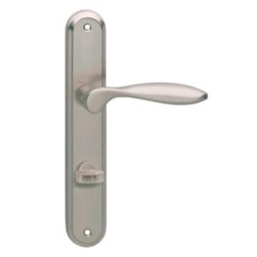 Intersteel Deurkruk George op langschild met toilet-/badkamersluiting nikkel mat