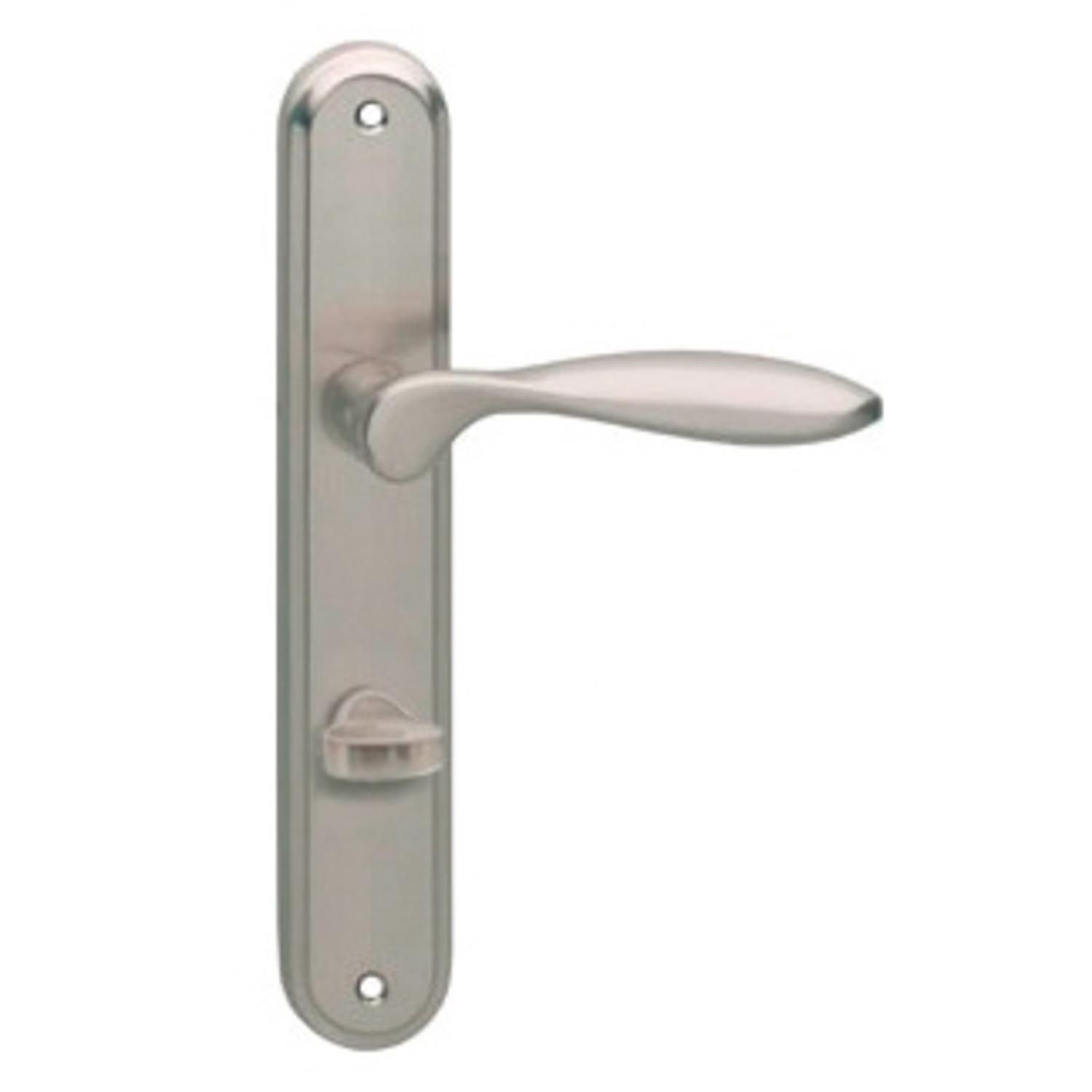 Intersteel Deurkruk George op langschild met toilet-/badkamersluiting nikkel mat