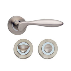 Intersteel Deurkruk George op rozet met 7mm nokken met toilet-/badkamersluiting nikkel mat
