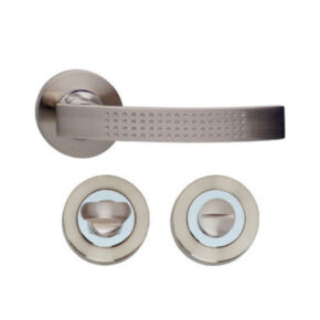 Intersteel Deurkruk William op rozet met 7mm nokken met toilet-/badkamersluiting nikkel mat
