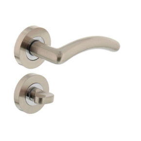 Intersteel Deurkruk Marieke op rozet met 7mm nokken met toilet-/badkamersluiting nikkel mat