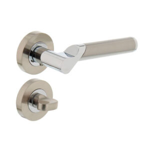 Intersteel Deurkruk Casper op rozet met 7mm nokken met toilet-/badkamersluiting chroom/nikkel mat