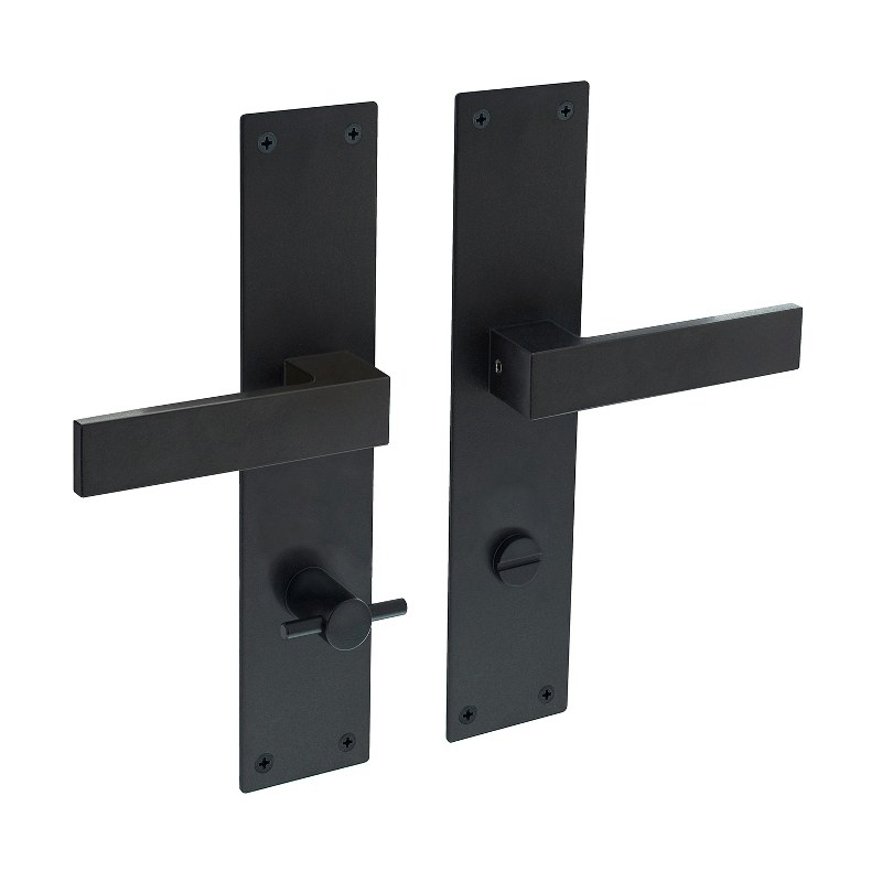 Intersteel Deurkruk Amsterdam op schild met toilet/badkamersluiting 78mm zwart