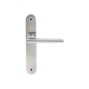 Hardbrass Deurkruk Athene RVS op ovaal langschild blind