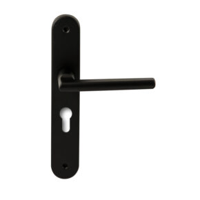 Hardbrass Deurkruk Athene Zwart op ovaal langschild profielcilinder 55mm