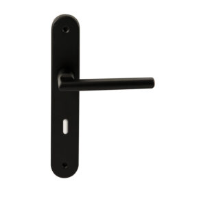 Hardbrass Deurkruk Athene Zwart op ovaal langschild sleutel 72mm
