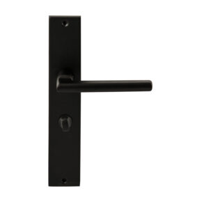 Hardbrass Deurkruk Athene Zwart op rechthoekig langschild WC72mm met 8mm stift