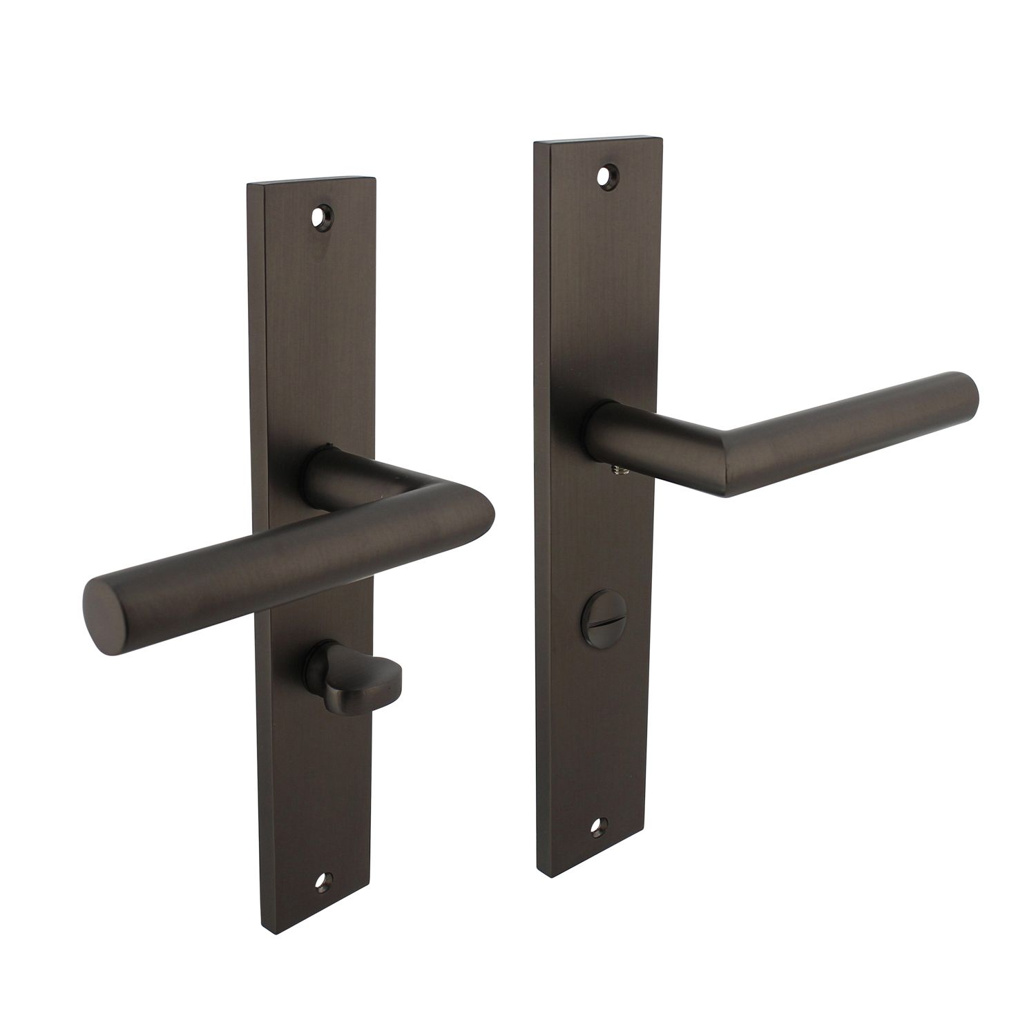 Intersteel Deurkruk Bastian op schild met toilet-/badkamersluiting - antraciet