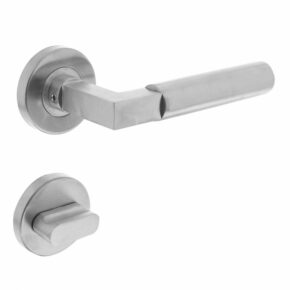 Intersteel Deurkruk Bau-stil op rozet met toilet-/badkamersluiting RVS