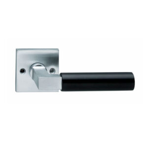 Intersteel Deurkruk Bau-stil op vierkant rozet chroom mat/mat zwart